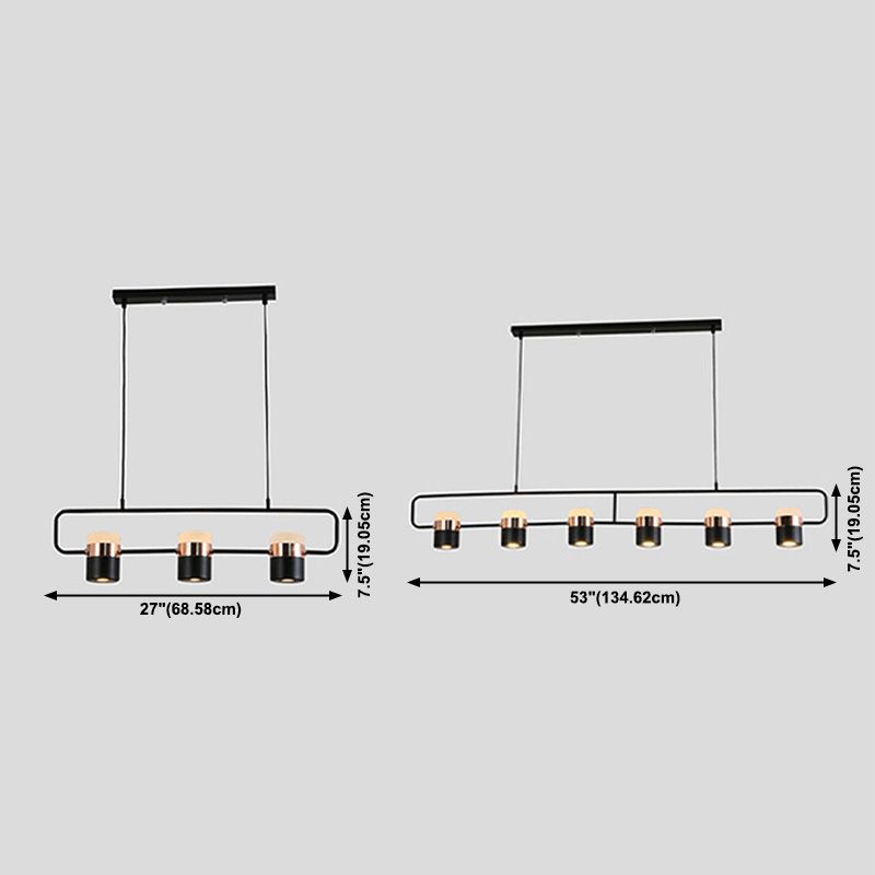 Cylinder Island Light Fixtures Modern Multi-Light Island Chandelier Lights with White Acrylic Shade