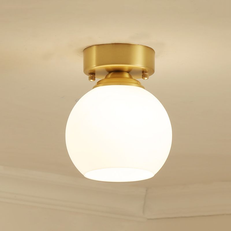 1-Light Ceiling Lamp Simple Ceiling Mount Light with Glass Shade for Aisle