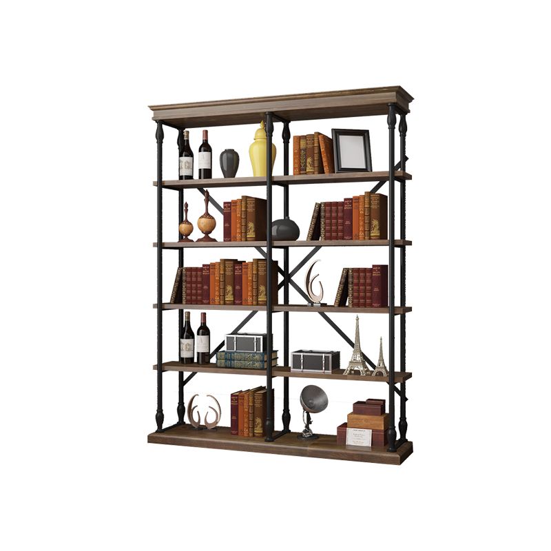 Industrial Style Open Back Bookshelf Standard Metal Bookcase with Rectangular Shelves