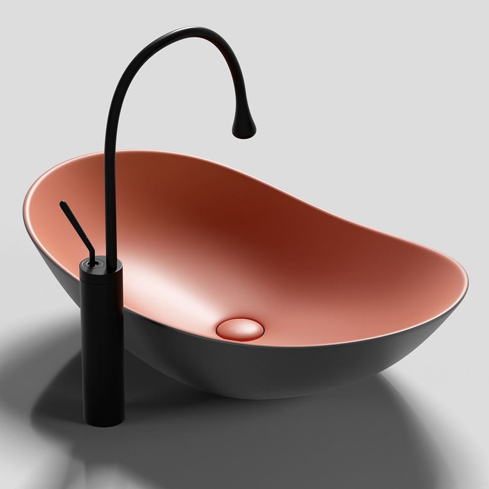 Modern Vessel Bathroom Sink Oval Porcelain with Basin and Faucet Wash Stand