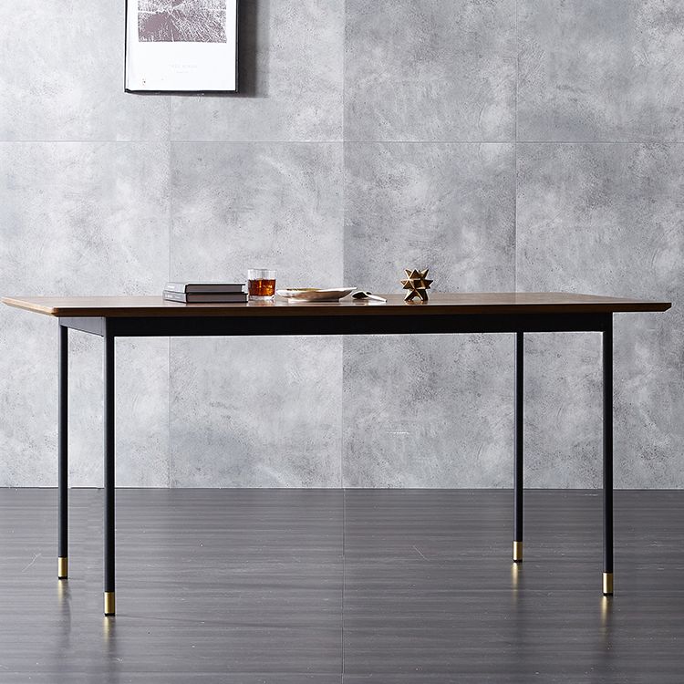Mesa de comedor de estilo tradicional de lujo, mesa rectangular marrón de madera maciza con 4 patas
