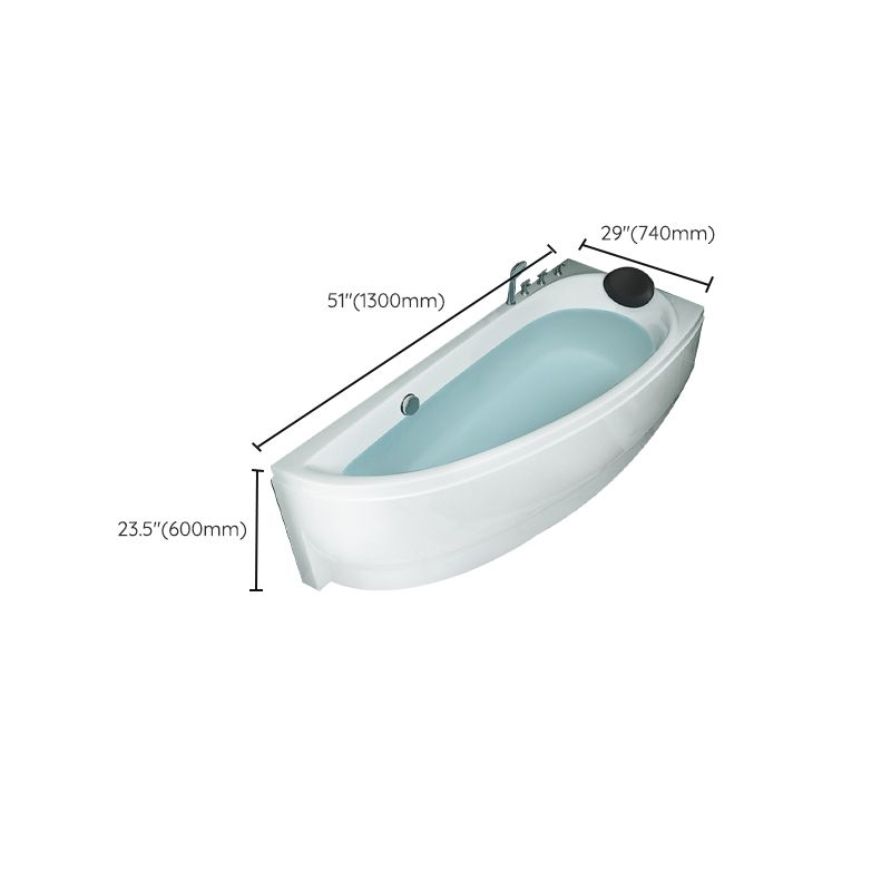 Back to Wall Corner Bathtub Acrylic White Modern Soaking Bath