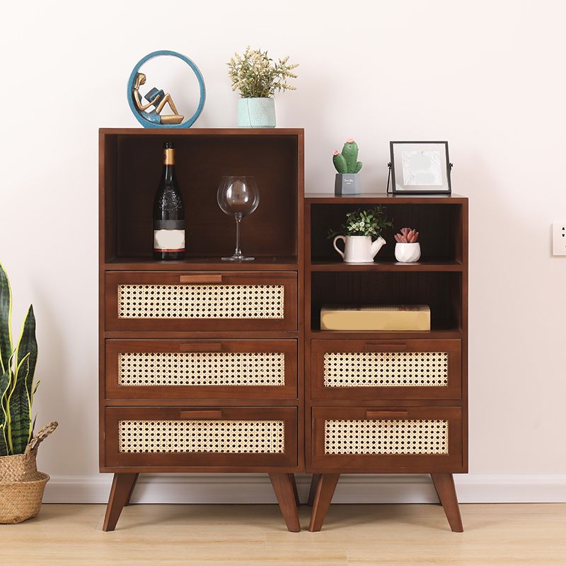 Wicker Rattan Accent Cabinet Bar Pulls Handle Design Storage Cabinet