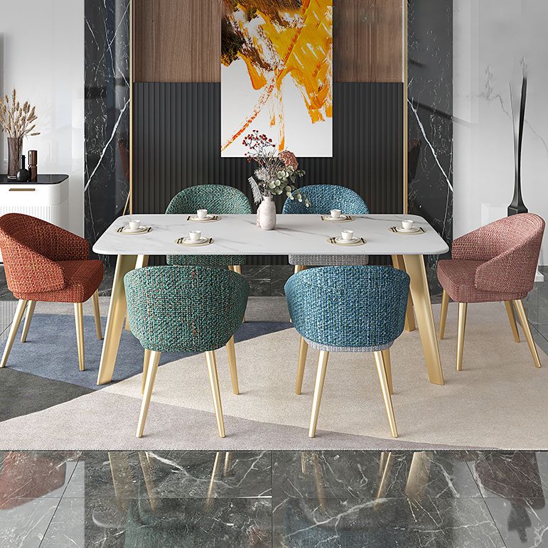 Sillón interior escandinavo tapizado Parsons Back Silla de comedor de metal