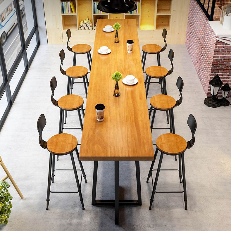 Industrial 1/9 Pieces Bar Table Set Rectangle Pine Wood Counter Table with High Stools