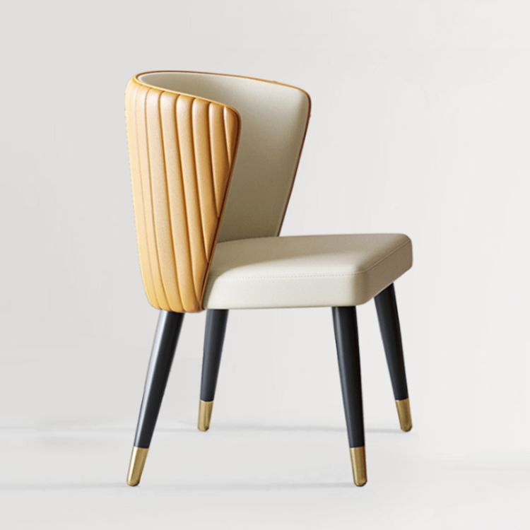 Nordic Glam Style Dining Chairs Armless Side Chairs with Wooden Legs