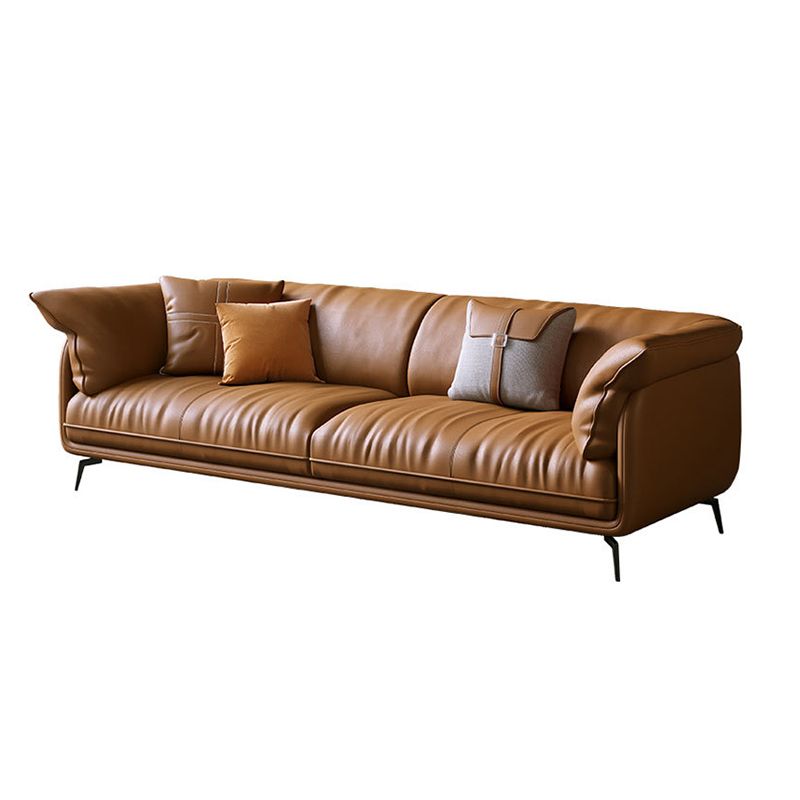 Modern Genuine Leather Living Room Cushions Pillow Top Arm Settee