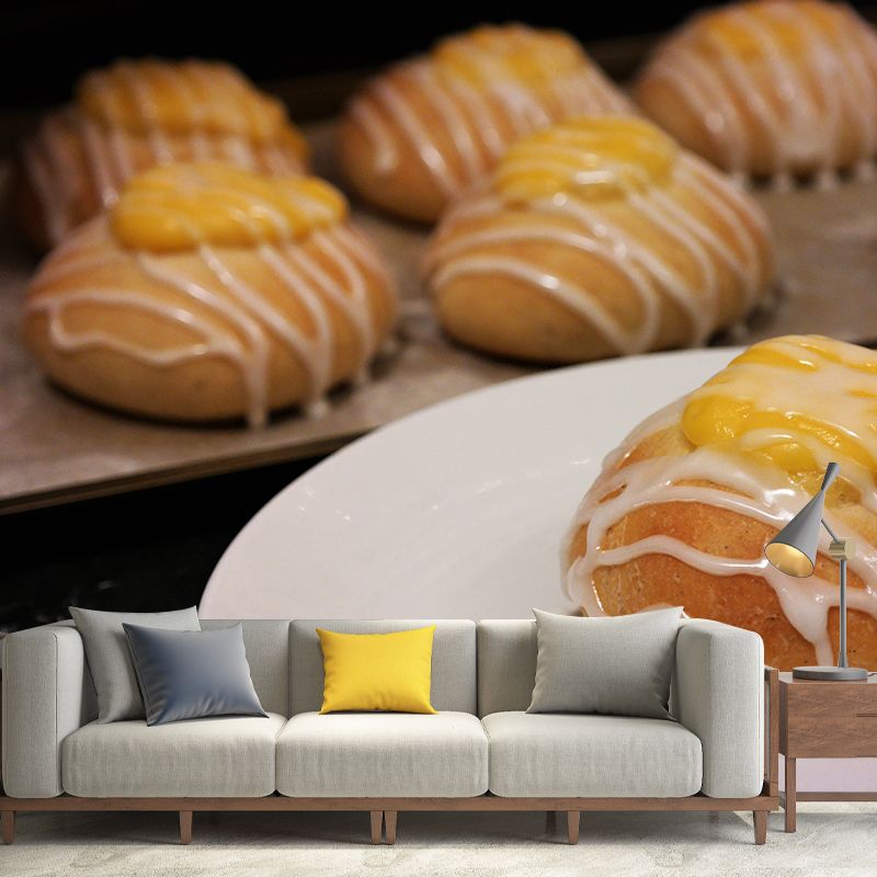 Sweet Dessert Mural Wallpaper Contemporary Wall Covering for Bread Shop, Waterproofing