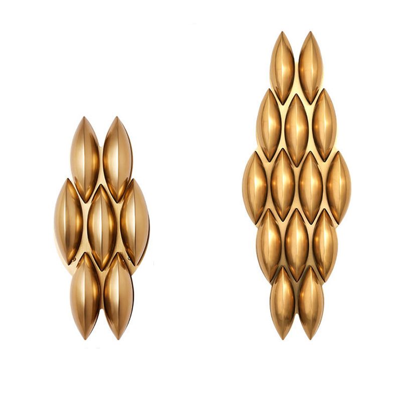 Brass Geometric LED Wall Sconce in Modern Luxury Style Wrought Iron Wall Lamp for Interior Spaces