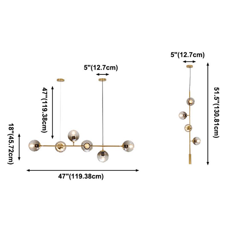 Bubble Isola Glass Isola Funzione a sospensione in stile oro in stile contemporaneo