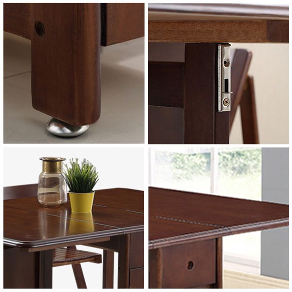 Mid-Century Modern Dining Table Rubberwood Solid Wood Table with Wood Base