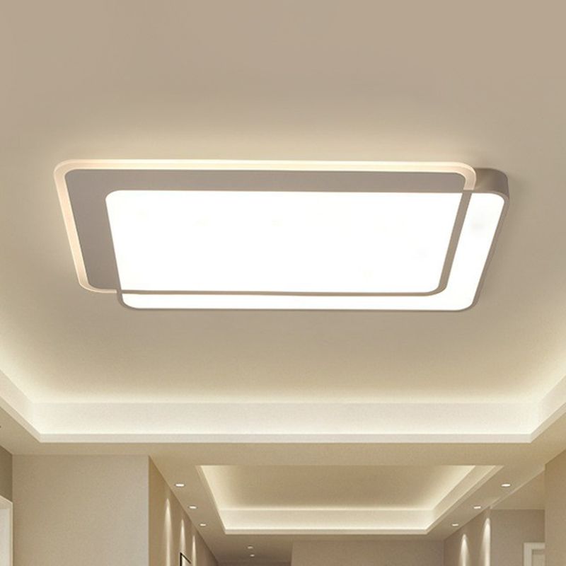 Plafonnier encastré ultra-mince luminaire contemporain en acrylique pour salon LED en blanc