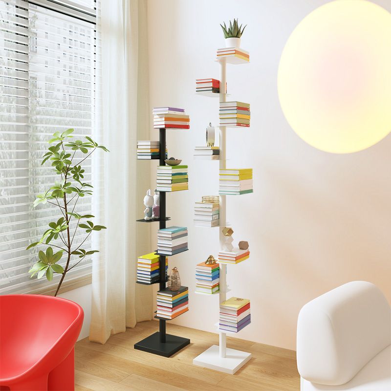 White/Black Bookcase Contemporary Style Bookshelf for Home and Office