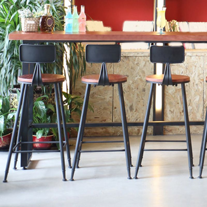 Rectangular Bar Height Table Solid Wood Top Bistro Pub Table with Black Base