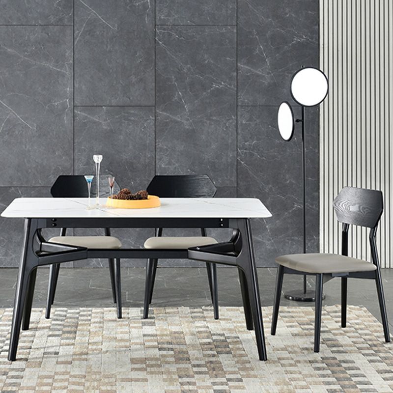 Open Back Side Chair Industrial Black Armless Dining Chairs for Home