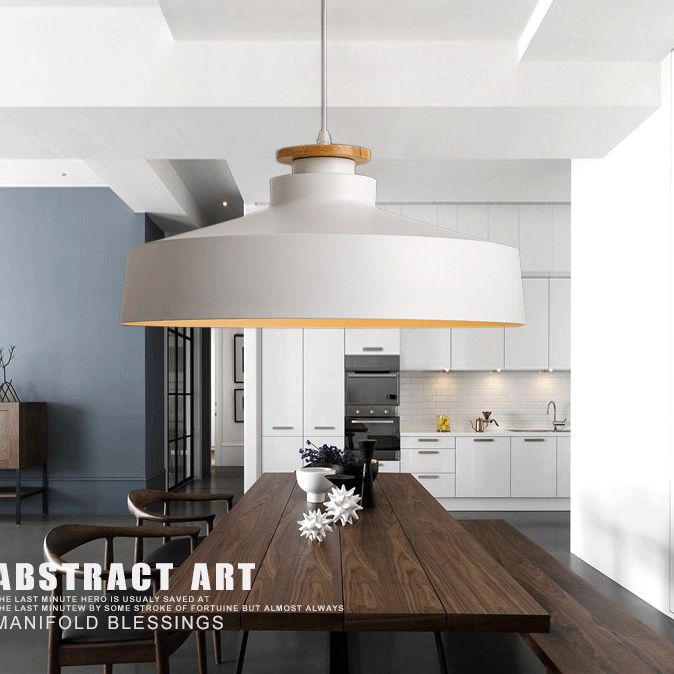 1-Light Pendant Lamp Nordic Macarons Style Metal Dining Room Hanging Lamp