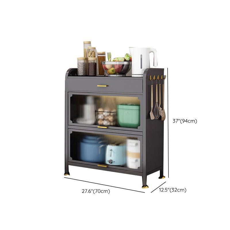 Contemporary Metal Dining Server Black Buffet Server for Kitchen