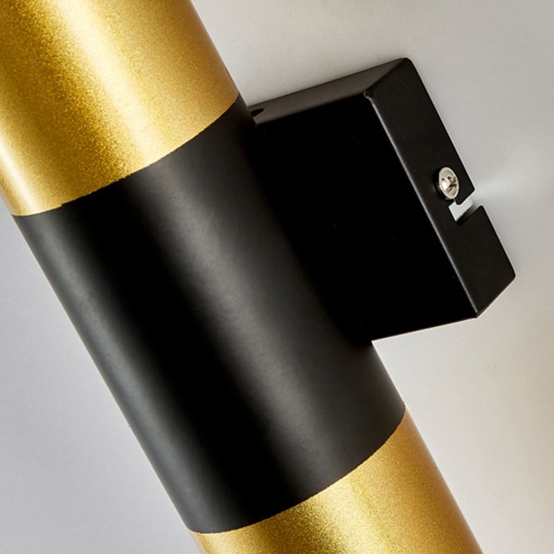 Gold Modern Wall Sconce Cylinder Shape Vanity Lamp with Metal Shade for Bathroom