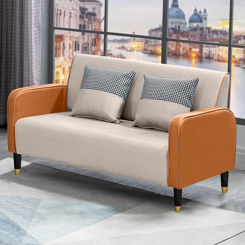 Scandinavian Square Arm Loveseat with Tight Back for Apartment