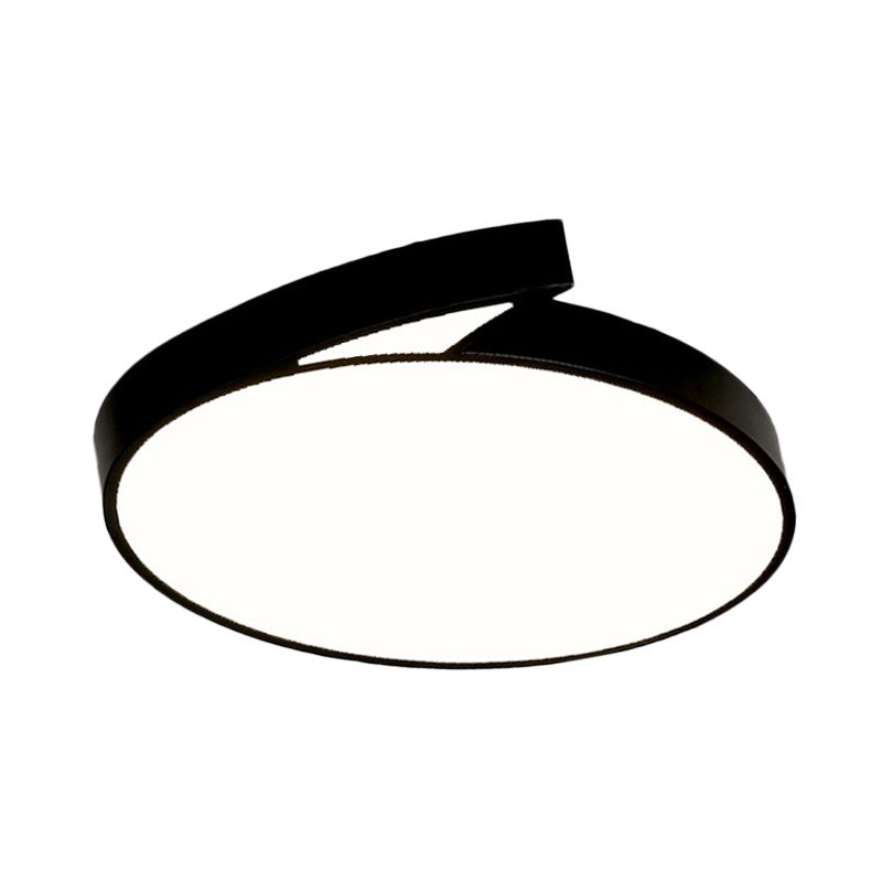 Black/White Round Flush-Mount Ceiling Fixture Modernist 18"/21.5" W LED Acrylic Flushmount with Fin Detail in White/Warm Light