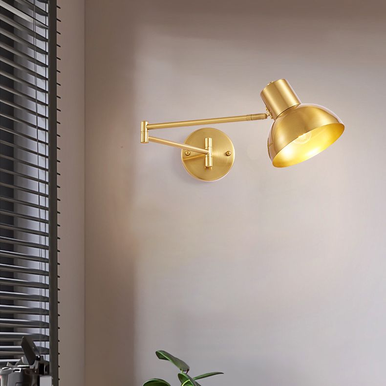 Postmodern Style Wall Sconce Light Swing Arm Metal Shade Wall Lighting with Adjustable Head