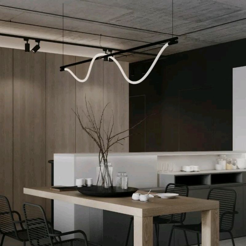 Modern Pendant Lighting Linear Island Chandelier Lights in Black and White