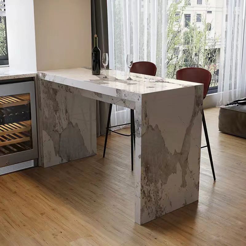 Modern Style Rectangle Stone Bistro Bar Desk Table for Living Room
