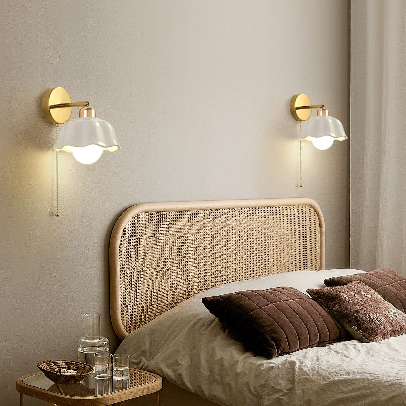 Single White Contemporary Shaded Metallic Wall Mounted for Bedroom