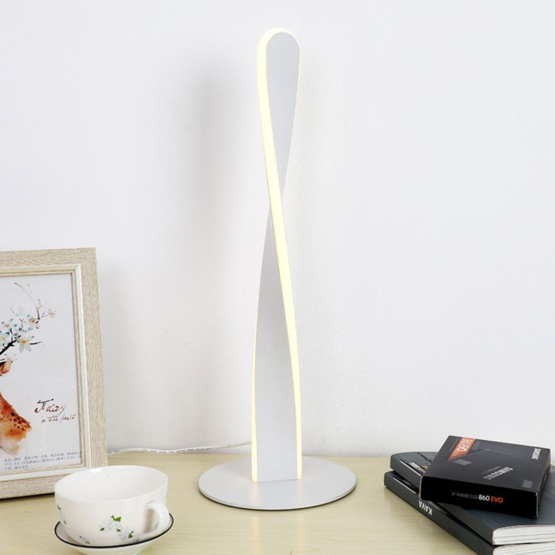 White Spiral Reading Book Light Modernist LED Acrylic Small Desk Lamp for Bedroom