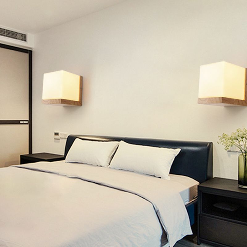 Lampada da parete del colore log in vetro in moderna sconce da parete rettangolare in legno in legno per spazi interni