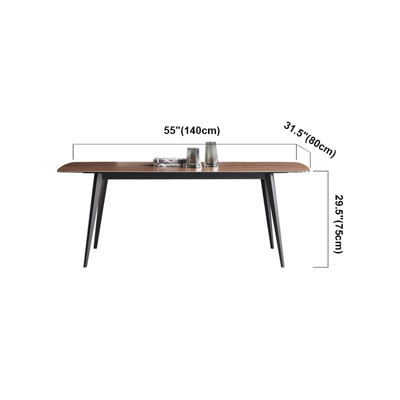 Mesa industrial de piedra sinterizada para restaurante, mesa de comedor rectangular con 4 patas de metal