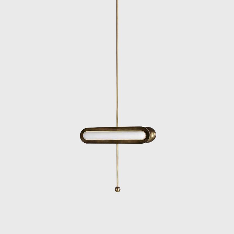 Metal Oblong Suspension Lighting Postmodern Gold Plated LED Hanging Light for Dining Room