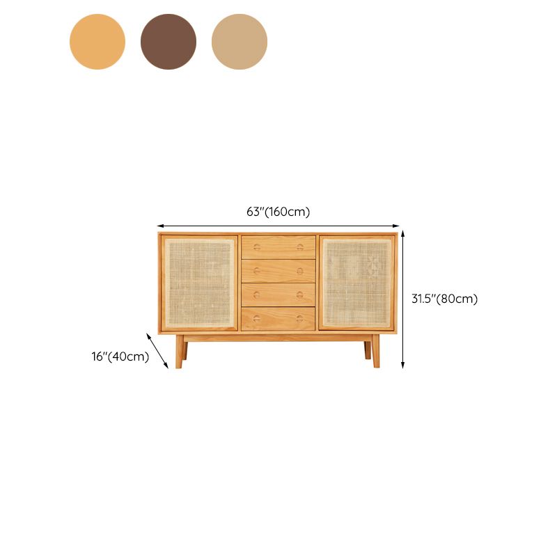 Contemporary Cabinet Solid Wood With Doors 4 - Drawer Accent Cabinet