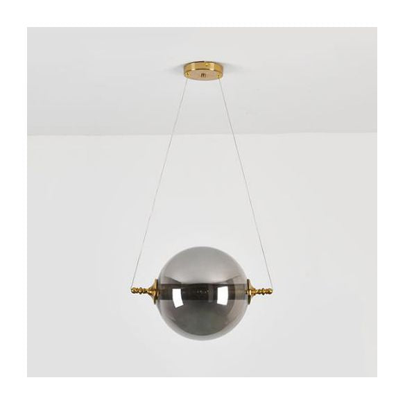 Iluminación colgante de bolas posmodernista ámbar/humo/vidrio bronceado 1 accesorio de techo de dormitorio ligero de dormitorio
