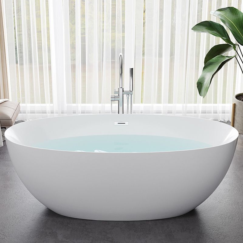 Acrylic Oval Bathtub Soaking White Modern Center Freestanding Bath