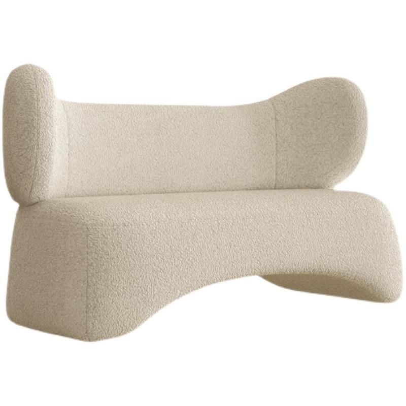 Modern Fabric Sofa in White, Tuxedo Arm Standard Sofa for Living Room