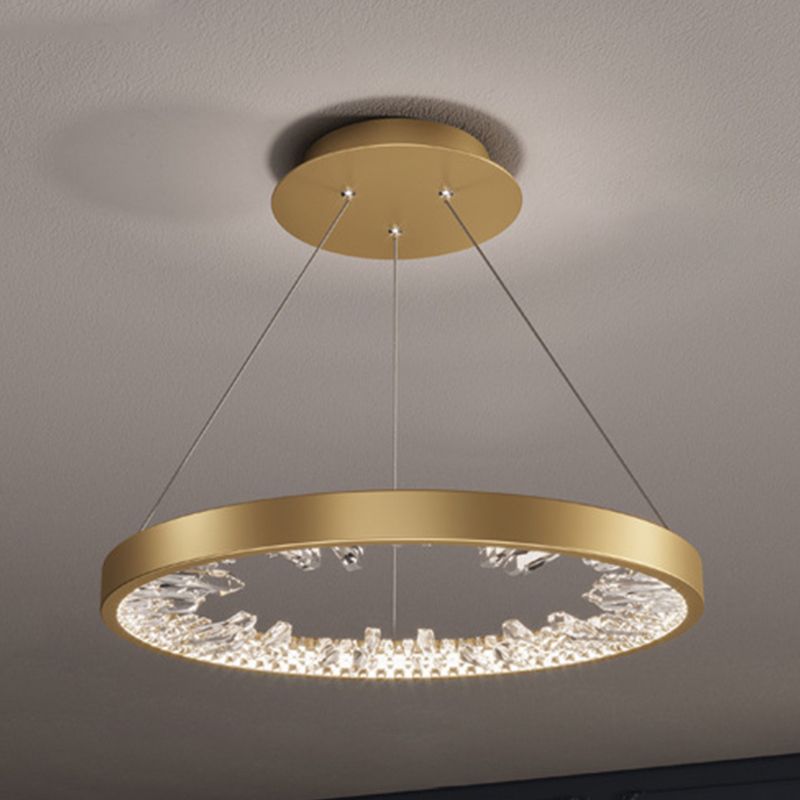 Aluminum Circle Chandelier Lamp Simple Bedroom Chandelier Light