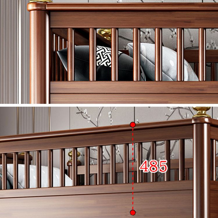 Solid Wood Loft Bed with Storage Scandinavian Brown Kids Bed with Open Frame
