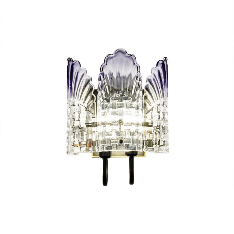 Modernisme Clear Crystal Mur Mount Fixture 2 lumières Sronie murale avec plaque arrière en métal pour le salon