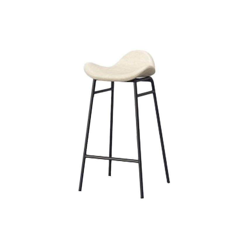 Faux Leather Bar Stools Glam Iron Backless Bar Stool with Footrest