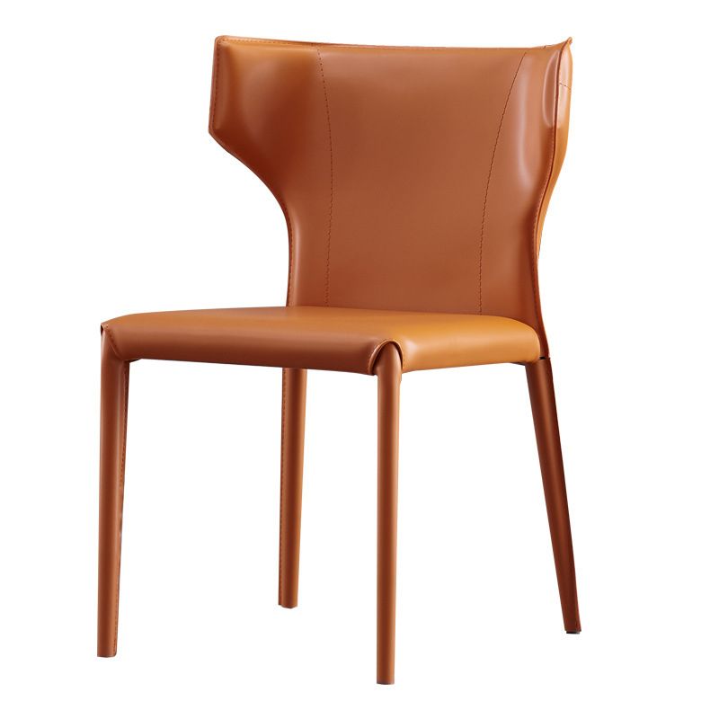 Faux Leather Kitchen Armless Chair Wingback Side Chair in Orange