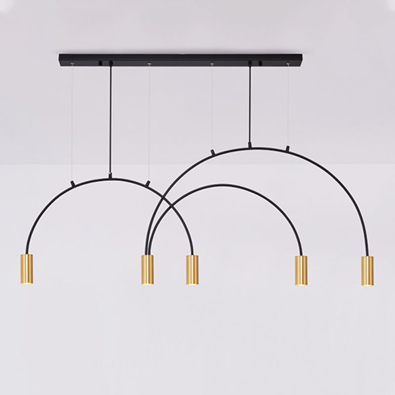 Contemporary Pendant Lights Cylinder Island Lights Metal 5 Light for Kitchen Island