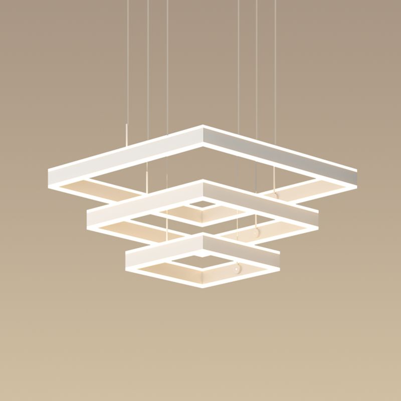 Quadratischer Schatten Kronleuchter Lichter moderne Metall 6-Licht Kronleuchter Beleuchtung in Weiß