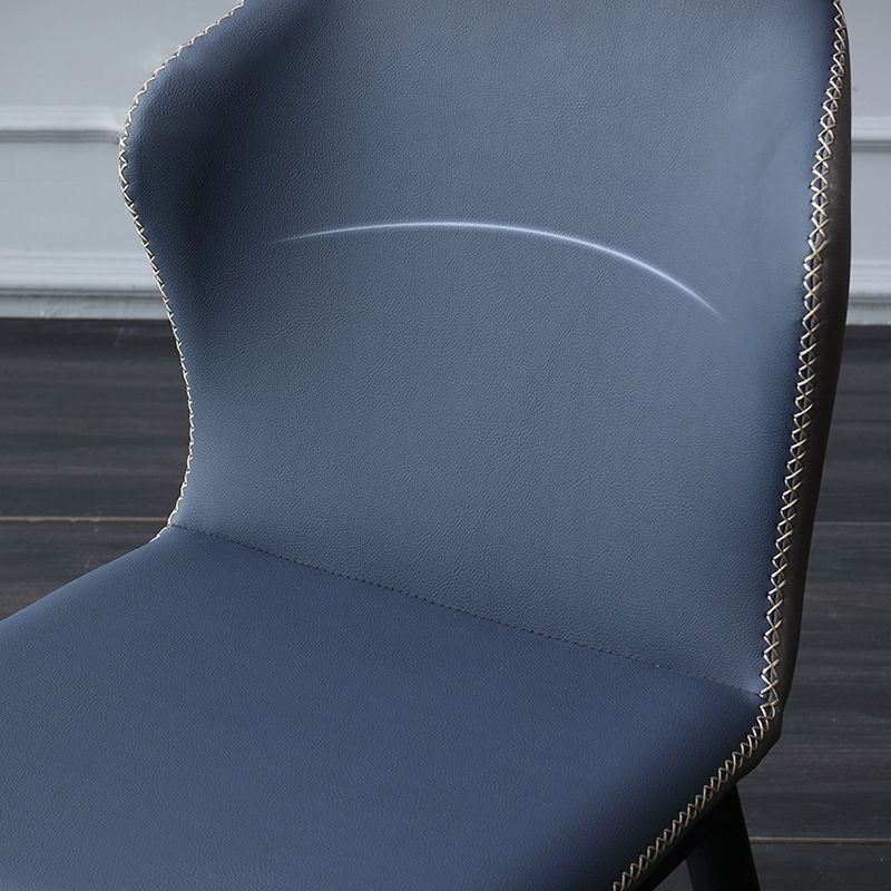 Faux Leather Side Chair Wingback Armless Chair with Black Legs