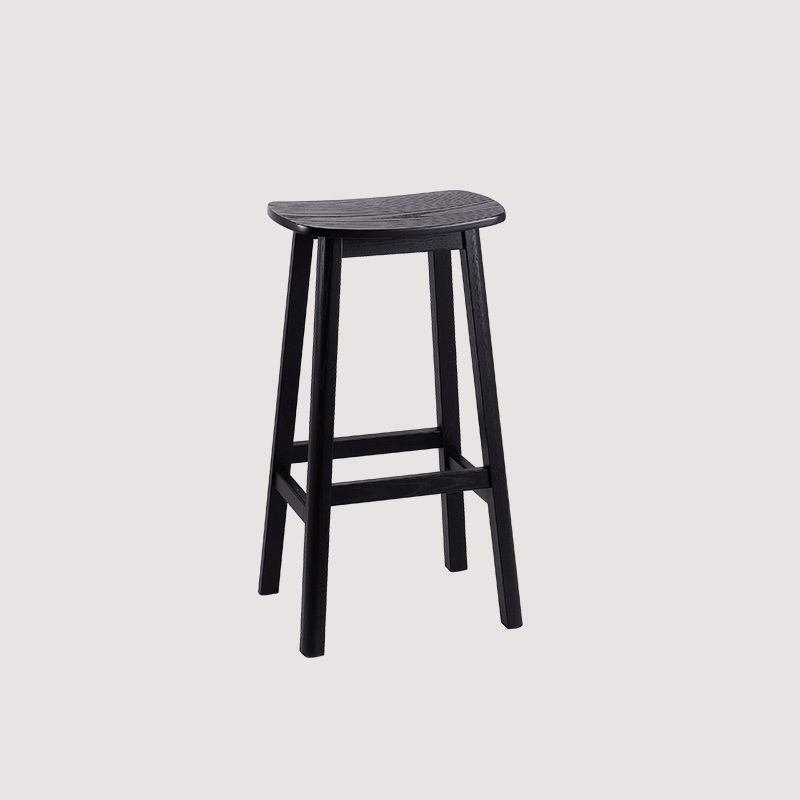 Solid Wood Barstool Contemporary Style Saddle Seat Armless Stool