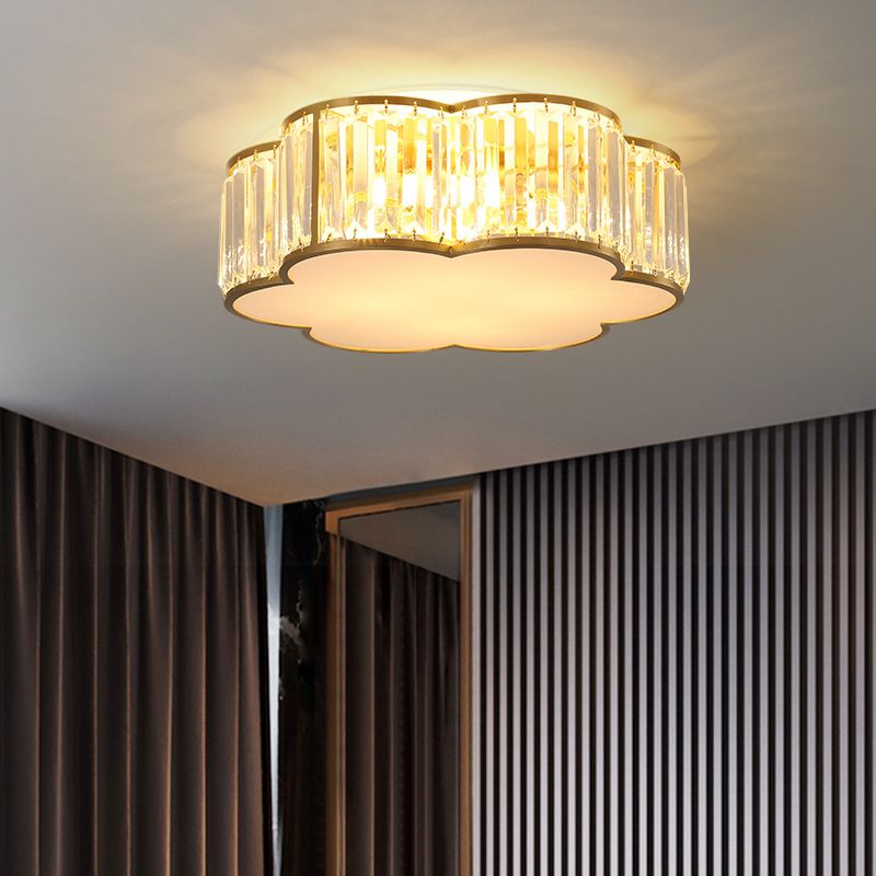 Gold Geometric LED Ceiling Light in Modern Singular Style Copper Indoor Flush Mount with Acrylic Shade