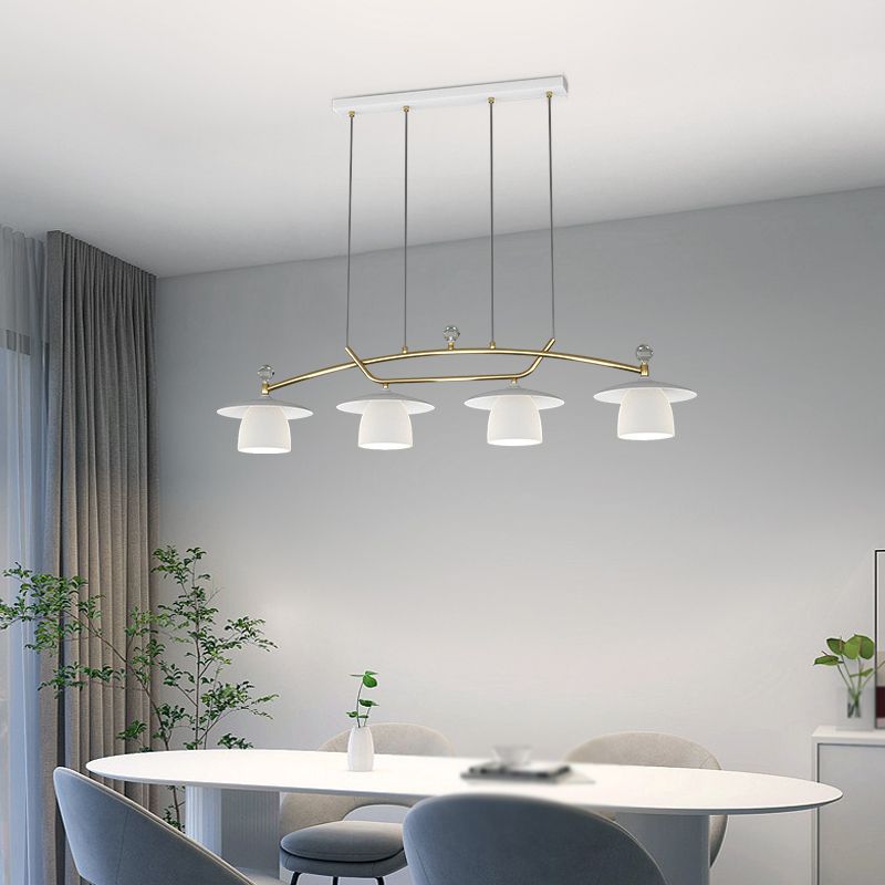 Modern Metal Pendant Light Dome Shape Island Light with Glass Shade for Living Room