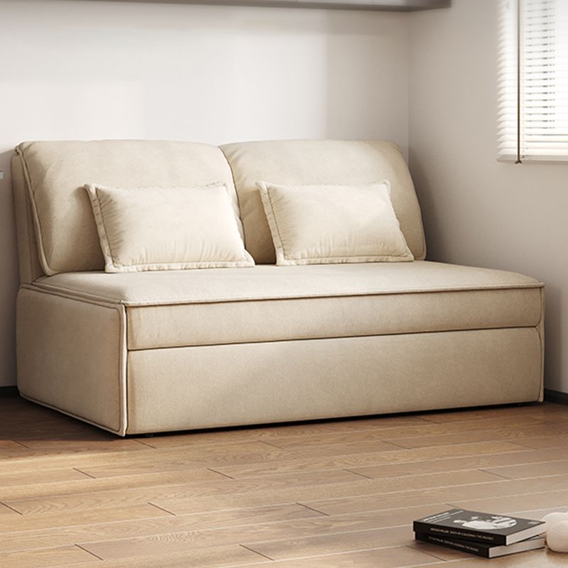 32" Wide Scandinavian Futon Sofa Bed Leather White Futon Sleeper Sofa without Stroage
