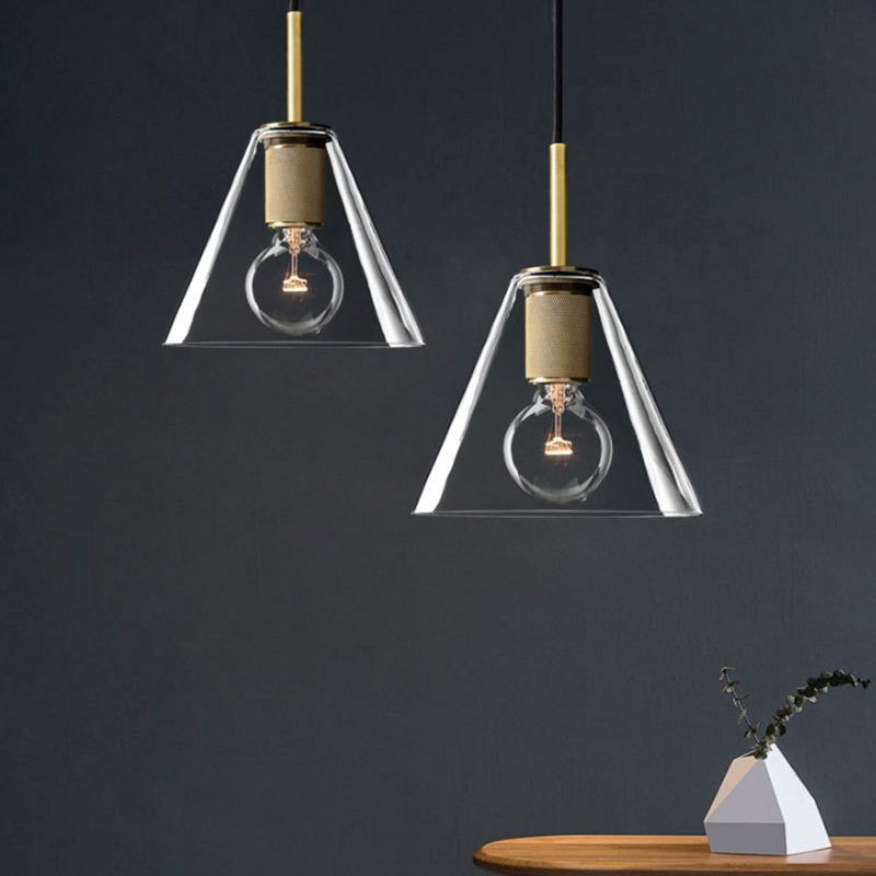 Nordisch einfache Innenheizpendelleuchte, klares Glas 1-Licht-Anhängerbeleuchtung