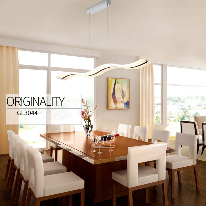 Wave Island Pendant Lights Modern Acrylic Chandelier Lighting Fixtures for Restaurant